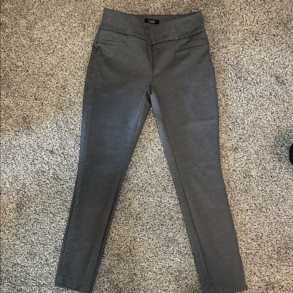 Dalia Gray & Black Micro-Check Slim Trousers